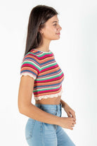 Rainbow Crochet Stripe Sweater Tee