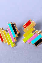 Rainbow Pixelated Heart Earrings