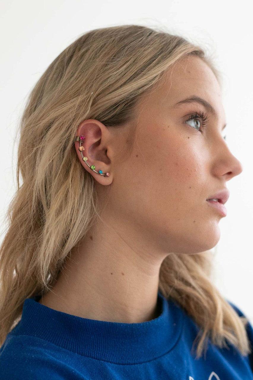 Rainbow Rhinestone Ear Cuffs