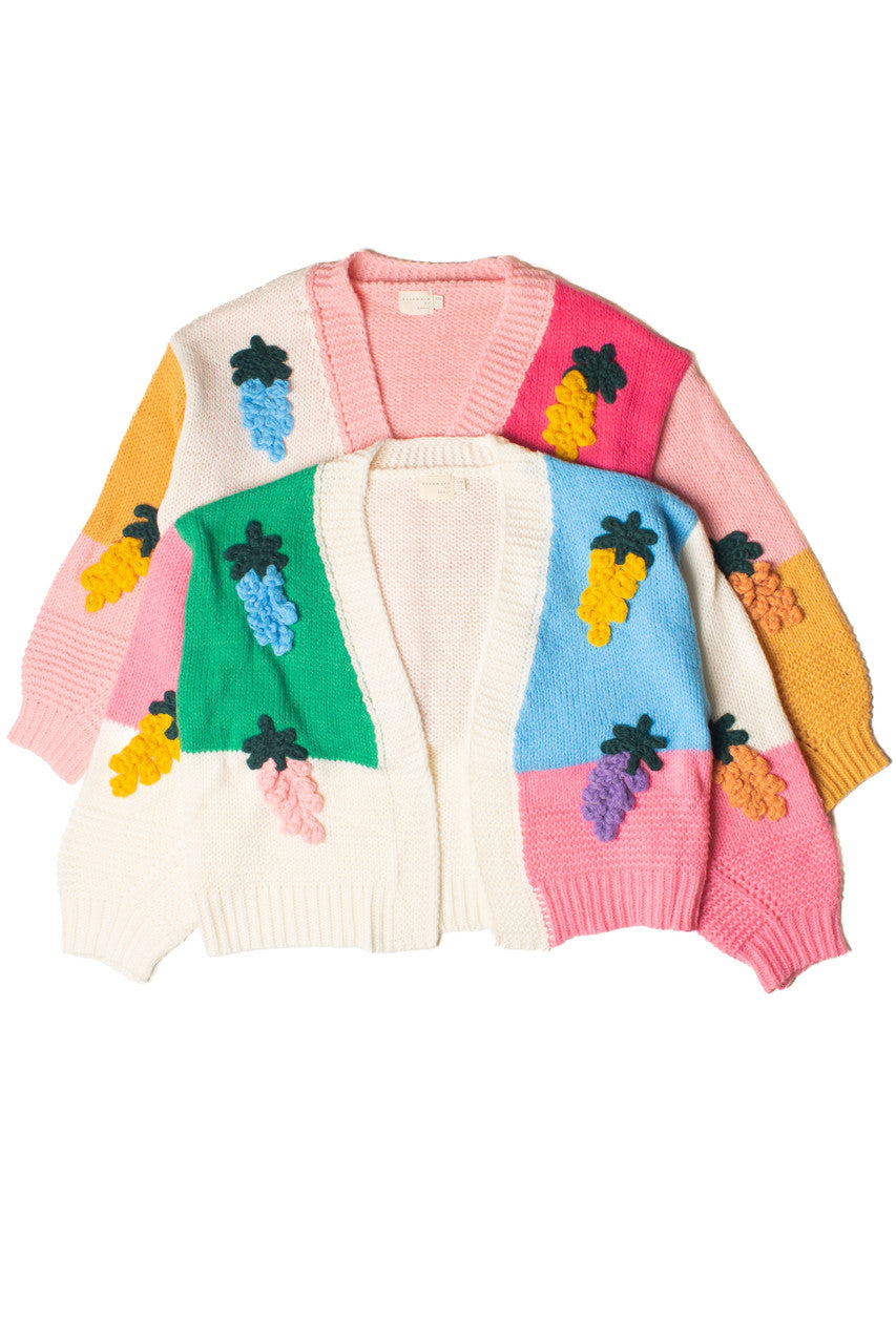 Rainbow Fruit 3D Applique Cardigan