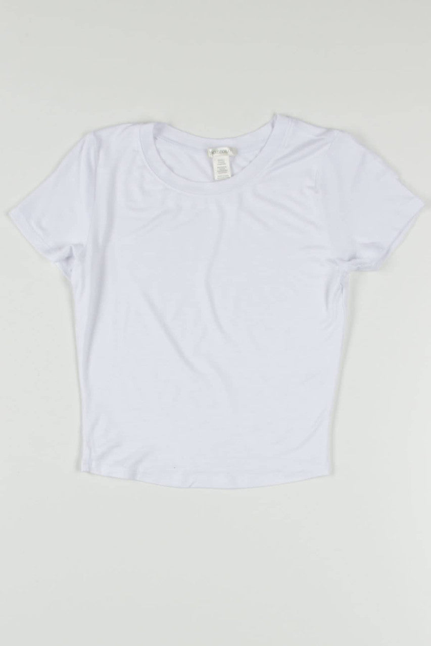White Rayon Blend Crop Tee