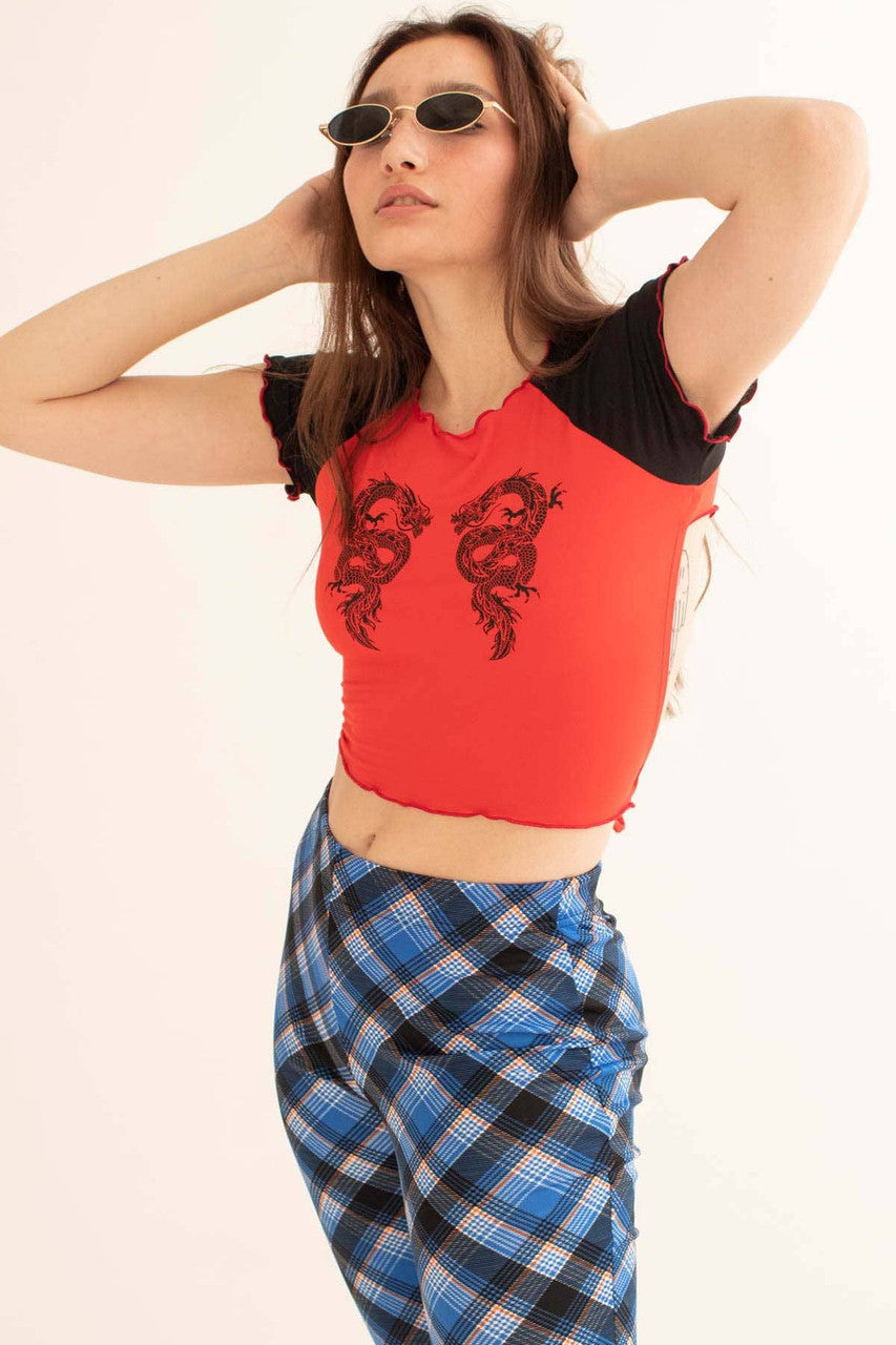 Red Dragon Backless Crop Tee