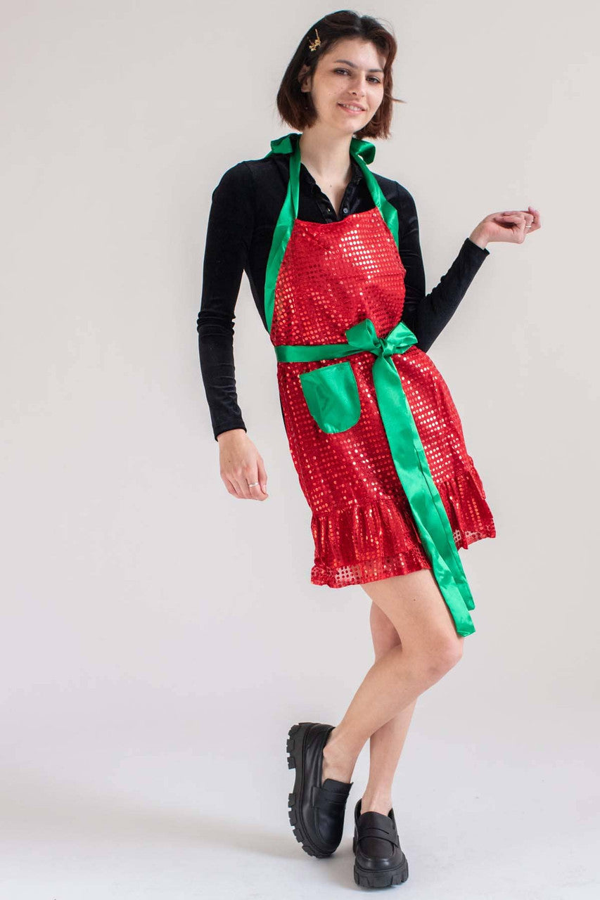 christmas apron dress Ragstock Red & Green Sequin NA-10.30.25AM Size:2XMT Ralph Lauren Shift Dress Our aprons feature hand
