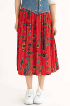 Red Medals Pleated Skirt