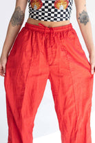 Red Nylon Track Pants