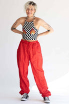Red Nylon Track Pants