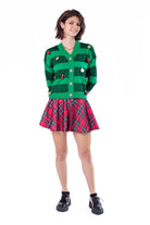 Red Plaid Pleated Skater Skirt