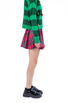 Red Plaid Pleated Skater Skirt
