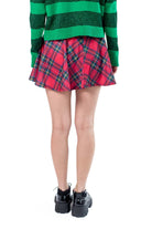 Red Plaid Pleated Skater Skirt