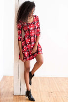 Red Plaid Snowflake Dress