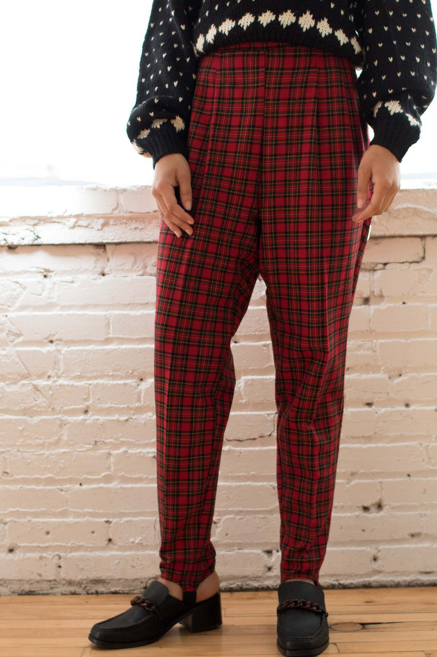 Red Plaid Stirrup Pants