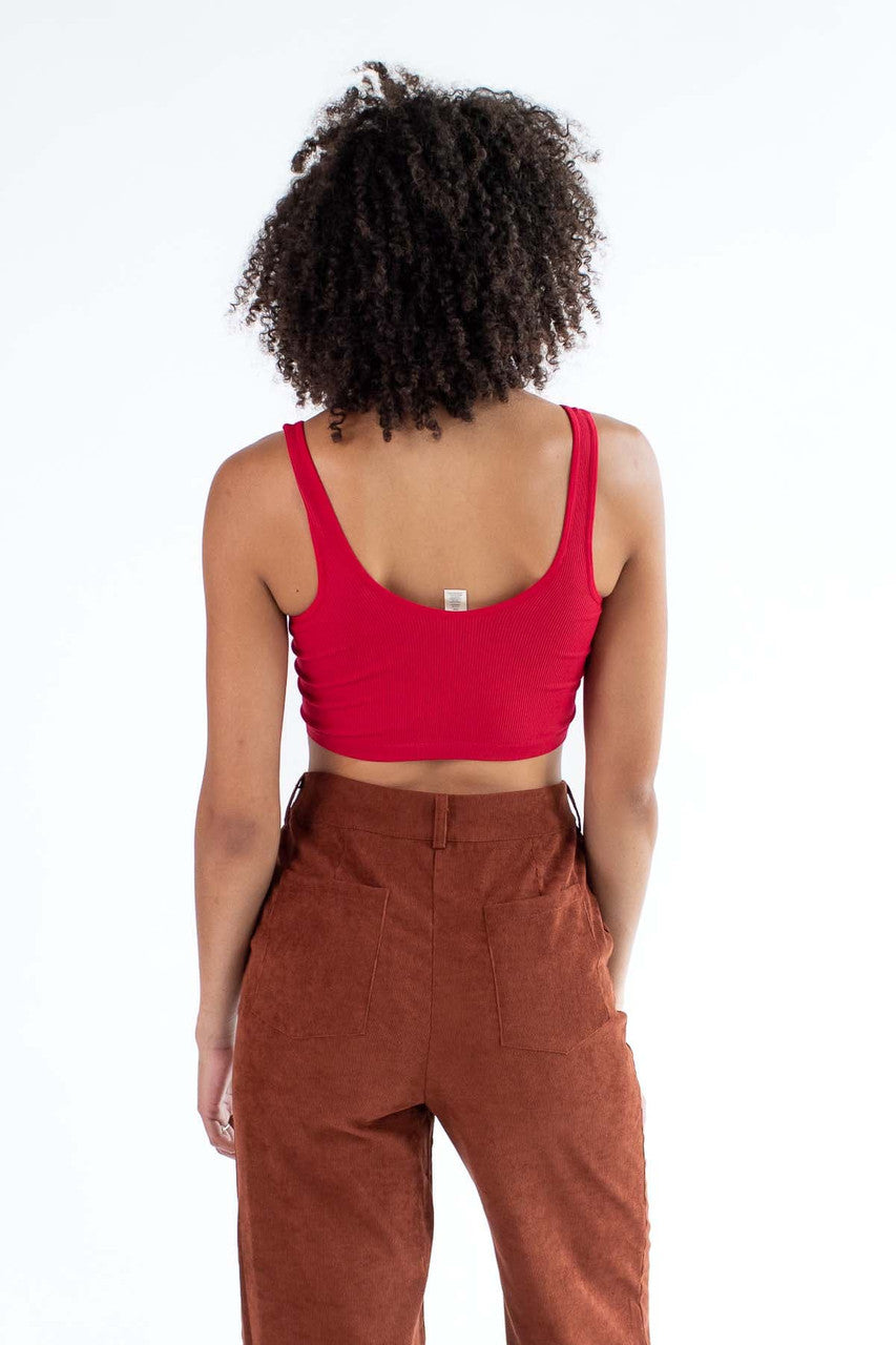 Red Seamless Henley Tank Top