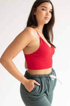Red Seamless Ribbed Bralette (Extended Sizes)