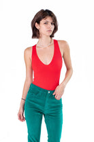 Red Seamless V Bodysuit