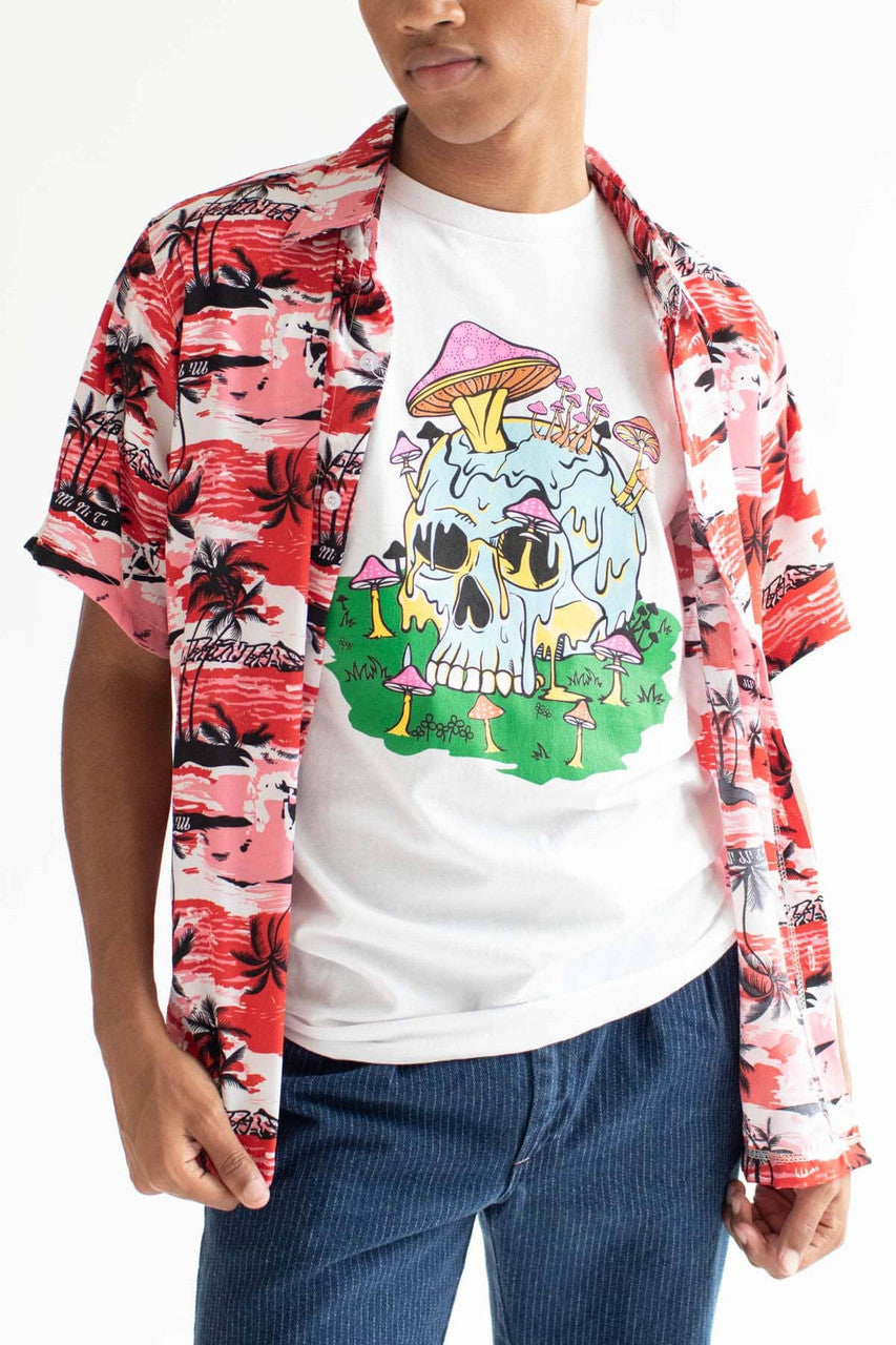 Red Surfing Hawaiian Shirt