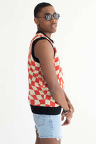 Red Tripping Checkers Sweater Vest