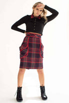 Red Wool Plaid Skirt