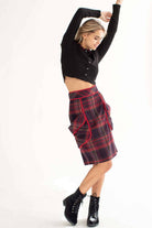 Red Wool Plaid Skirt