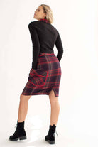 Red Wool Plaid Skirt