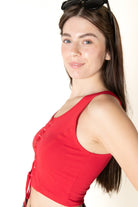 Red Lace Up Front Tank