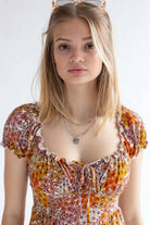Retro Floral Milkmaid Romper