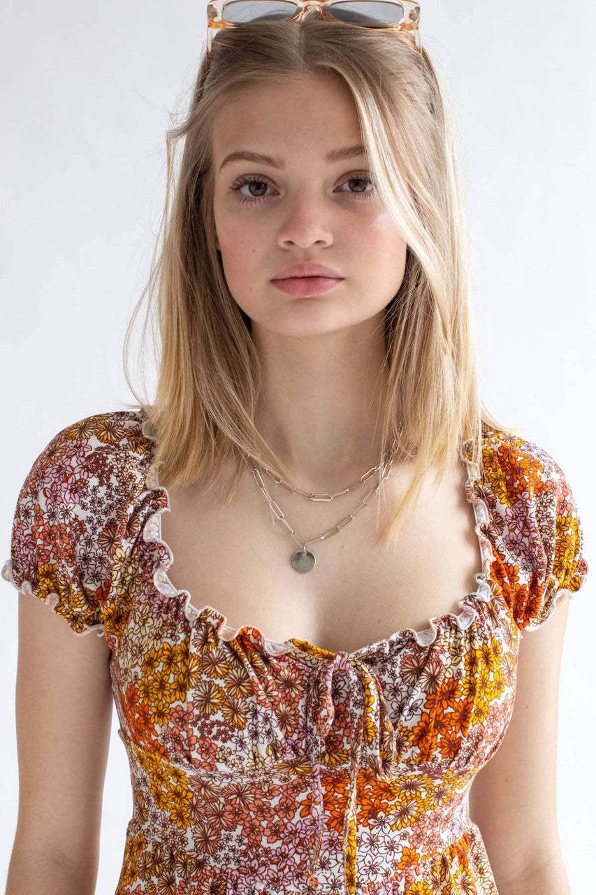 Retro Floral Milkmaid Romper