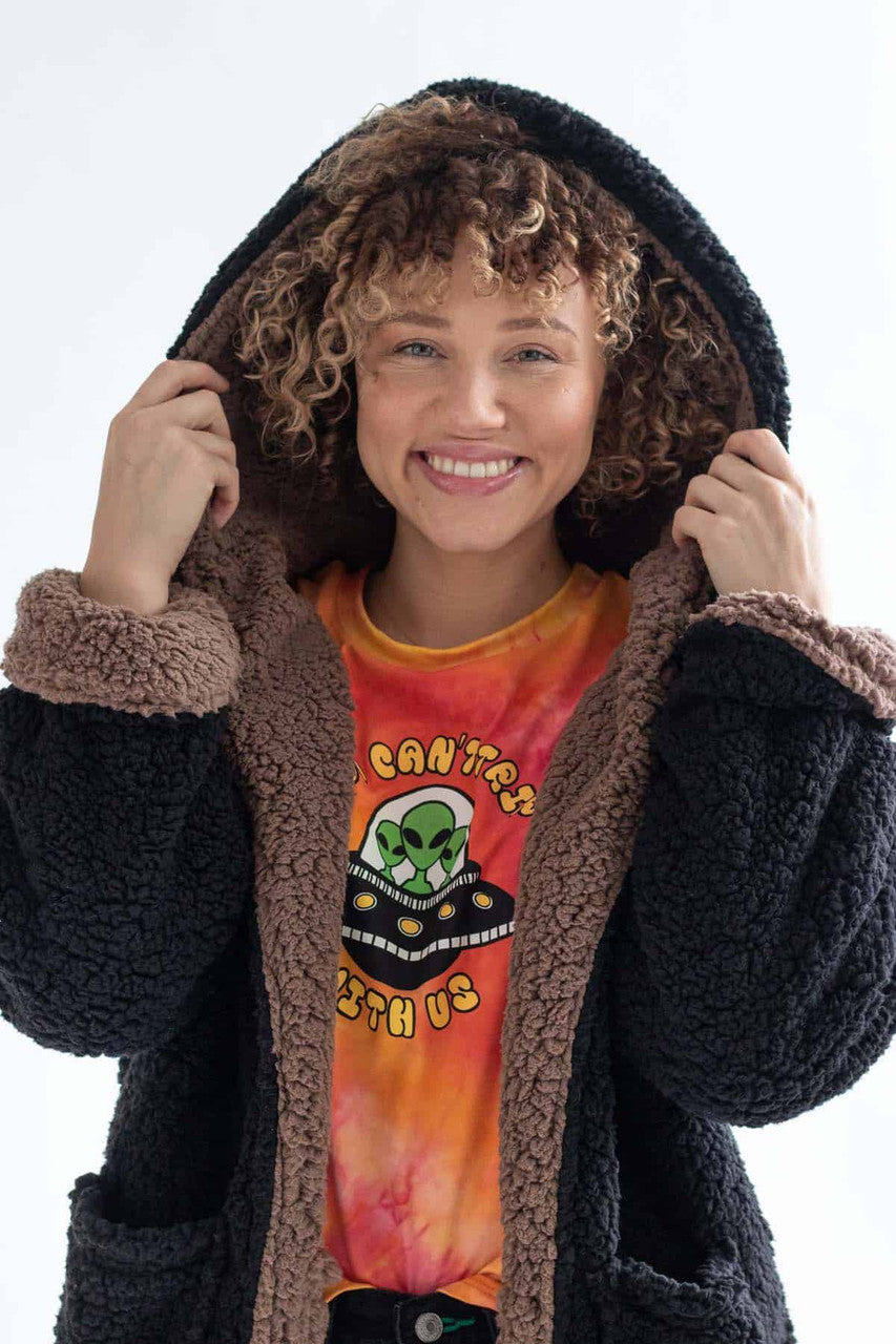 Black & Mocha Reversible Teddy Bear Jacket