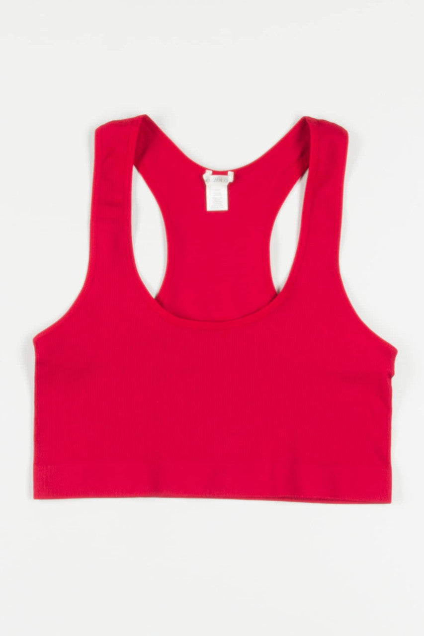 Red Seamless Ribbed Sports Bra (Extended Sizes)