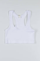White Seamless Ribbed Sports Bra (Extended Sizes)