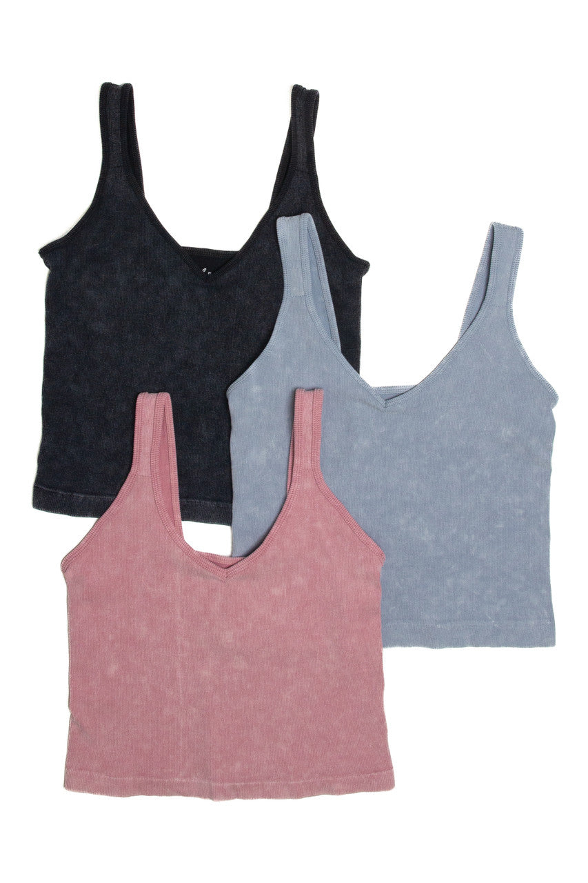 Dusty Pink Ribbed Deep V Top