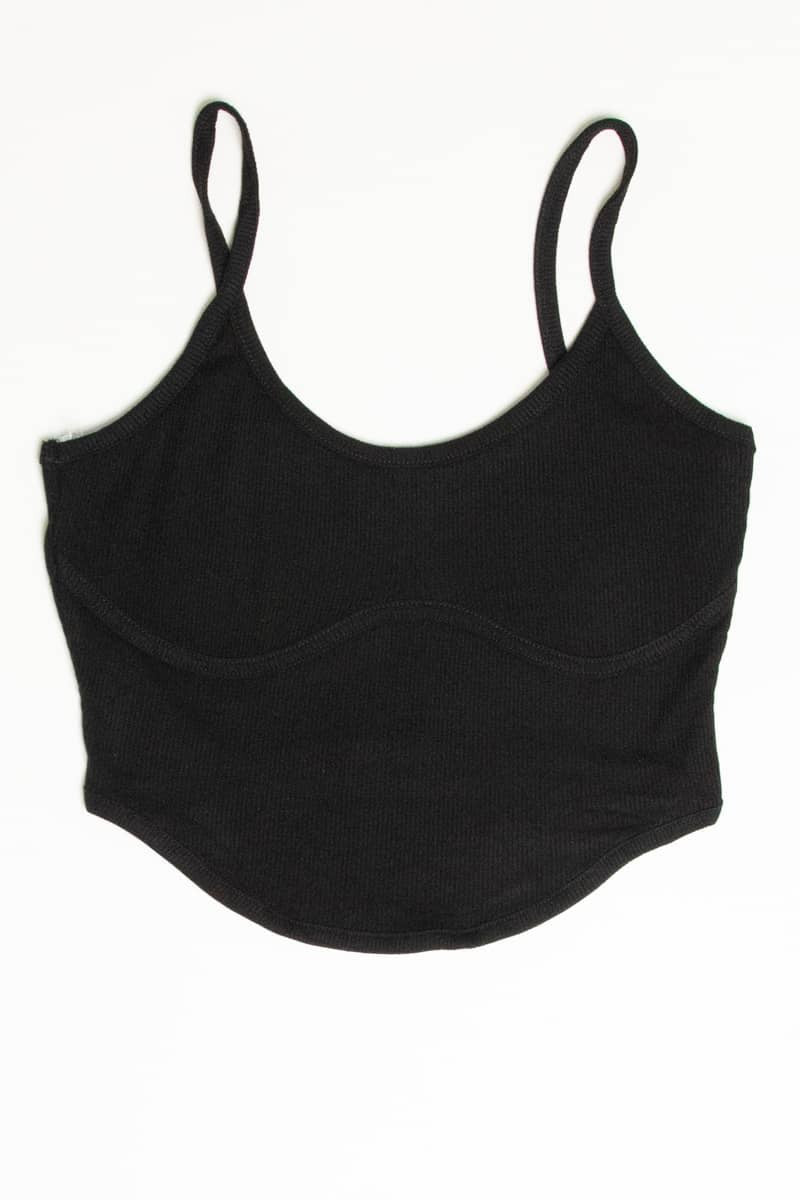 Black Ribbed Underlined Bust Cami