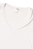 Extended Sizes White Ribbed V Neck Crop Tee
