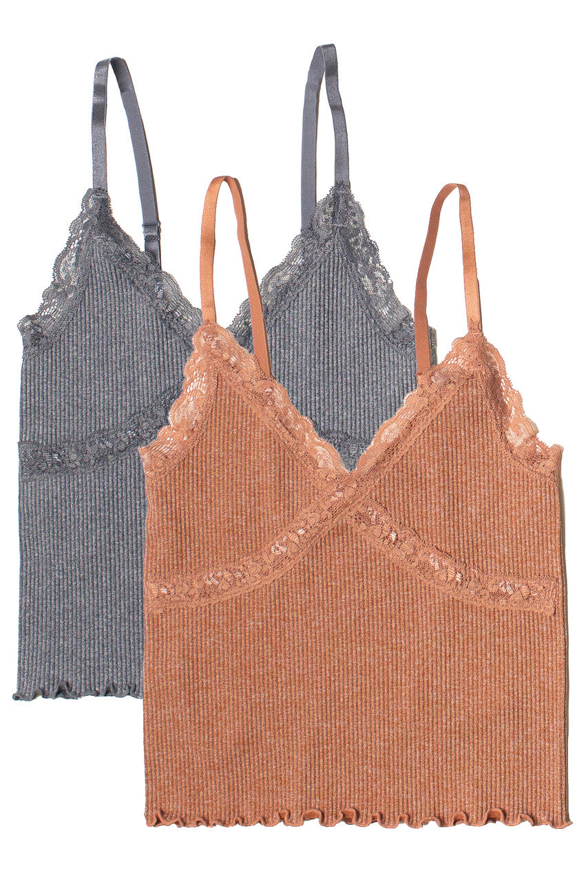 Lace Trim Ribbed Seamless Cami