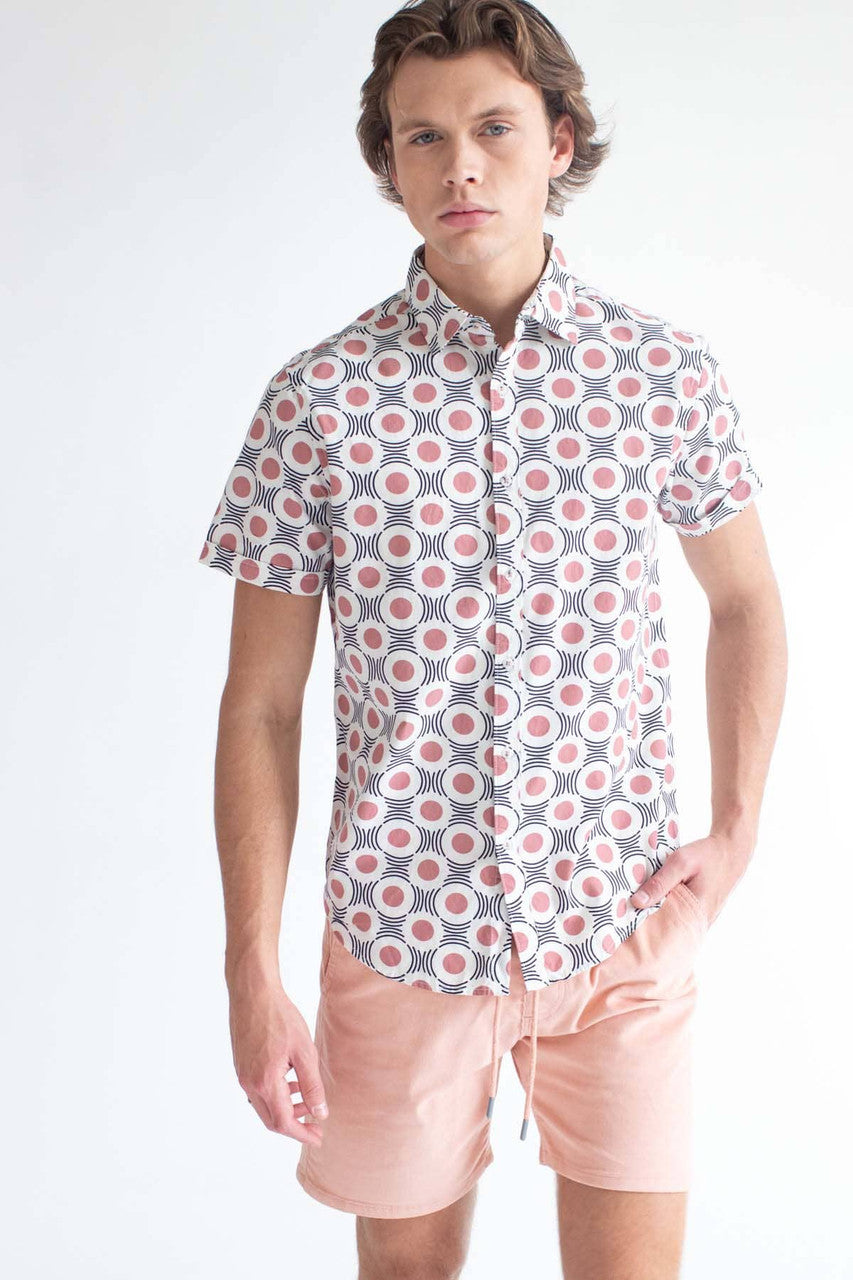 Rippling Circles Woven Button Up Shirt