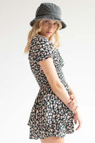 Rose Floral Print Smocked Waist Romper