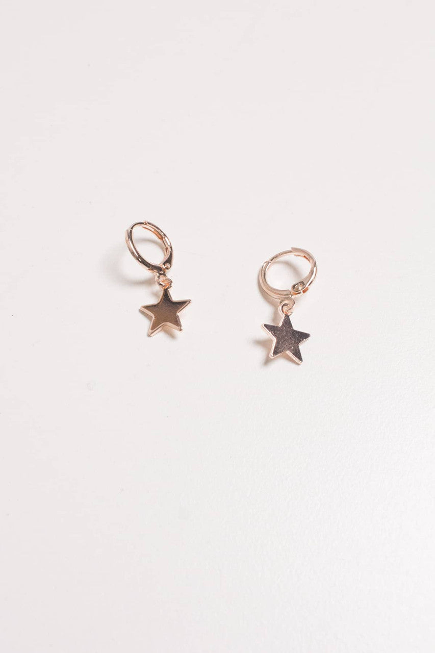 Rose Gold Star Drop Earrings