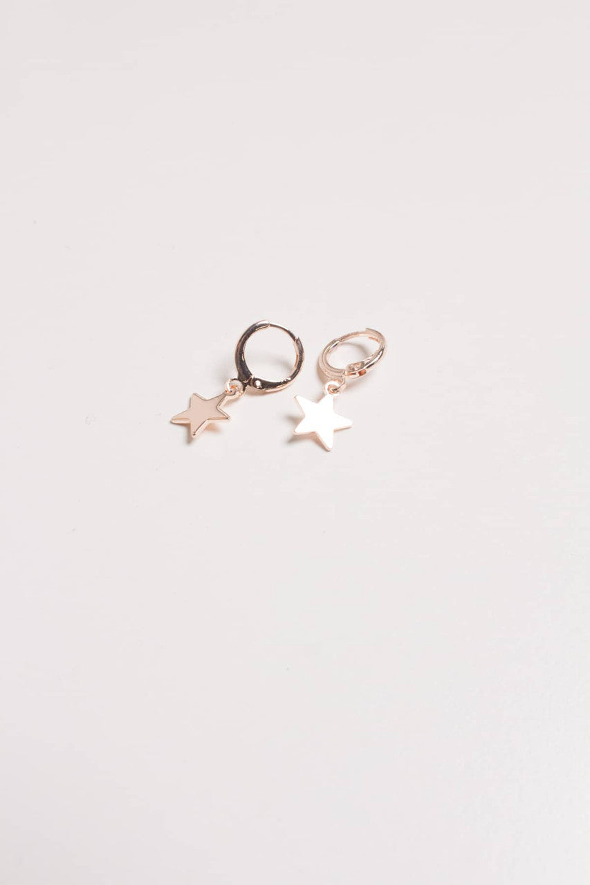 Rose Gold Star Drop Earrings