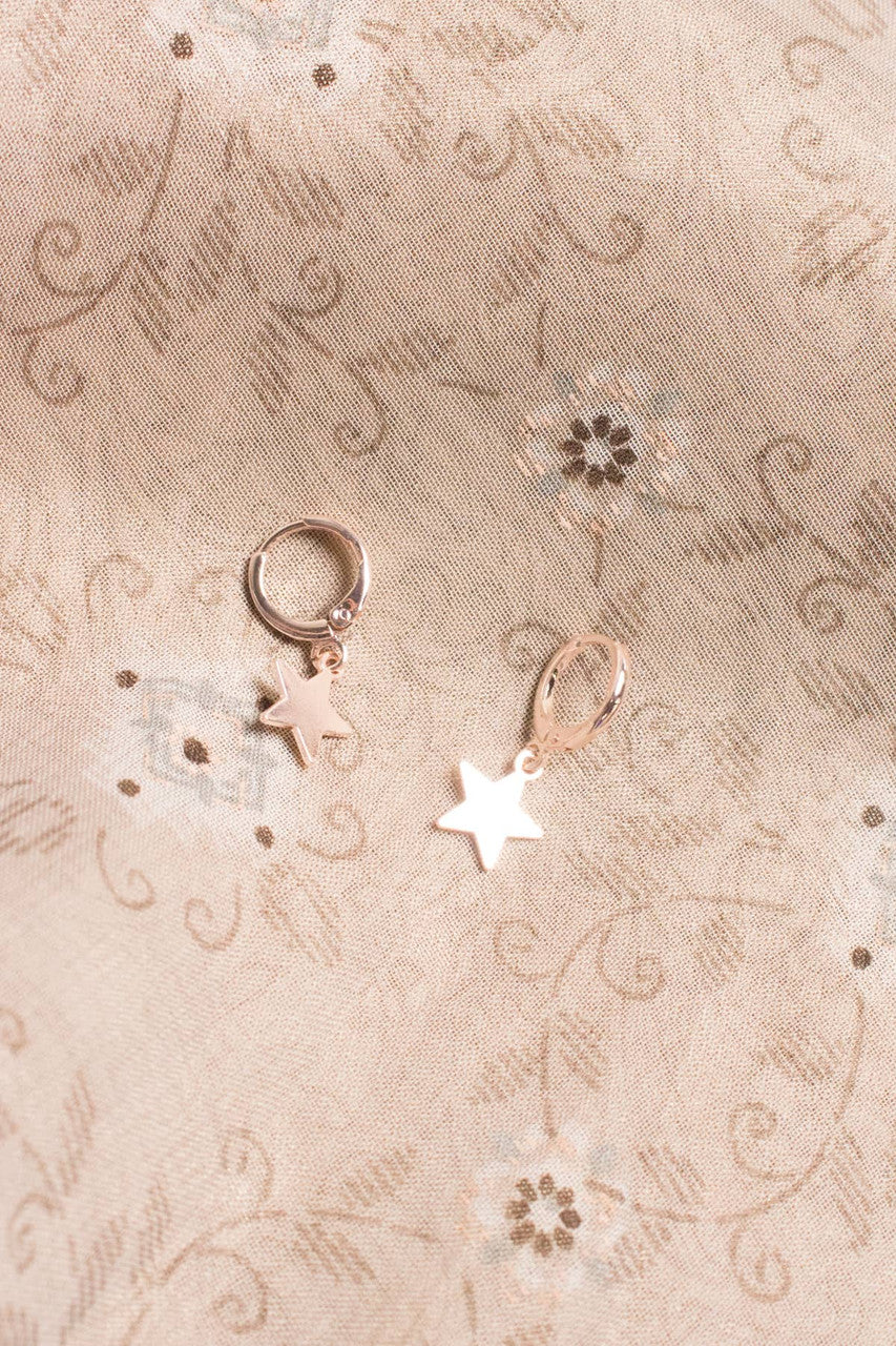 Rose Gold Star Drop Earrings