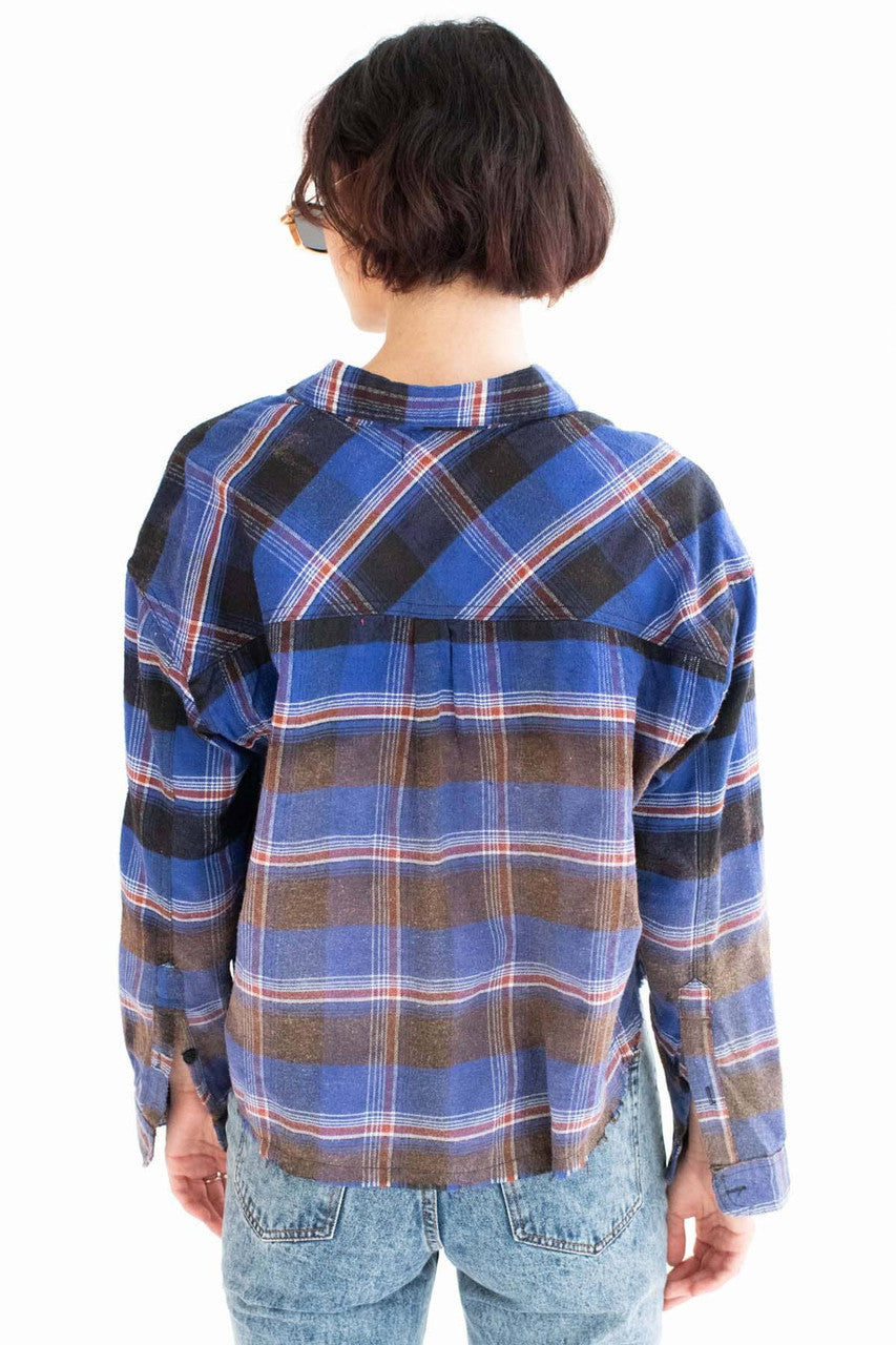 Royal Faded Bottom Raw Edge Flannel