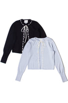 Running Stitch Tie Front Knit Cardigan