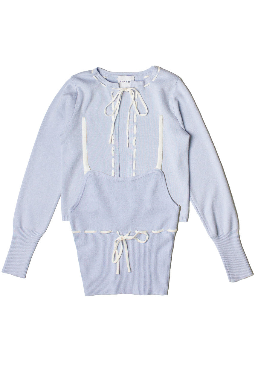 Running Stitch Tie Front Knit Cardigan