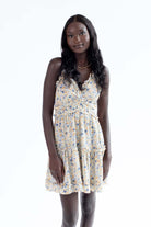 Sage Bold Floral Ruffle Mini Dress