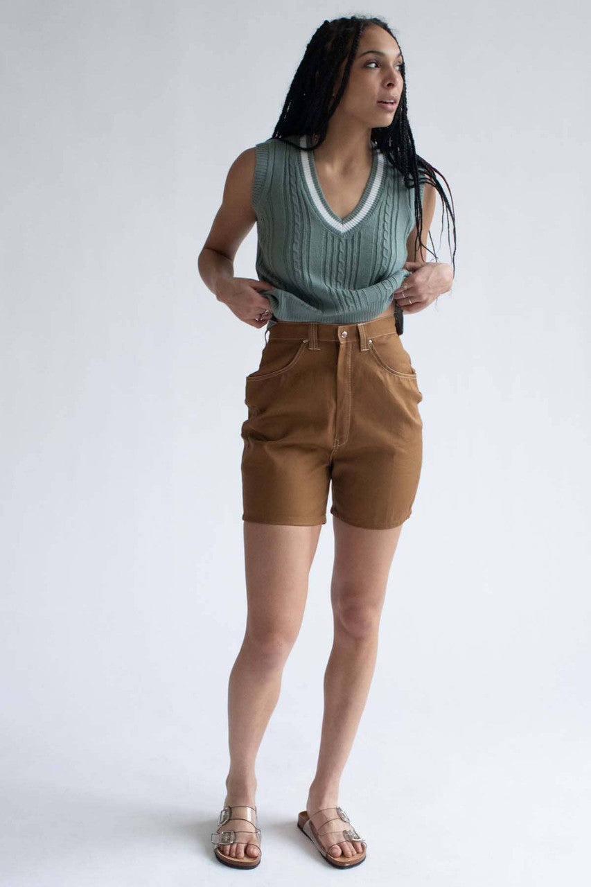 Sage Cable Tipped Sweater Vest