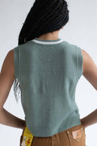 Sage Cable Tipped Sweater Vest
