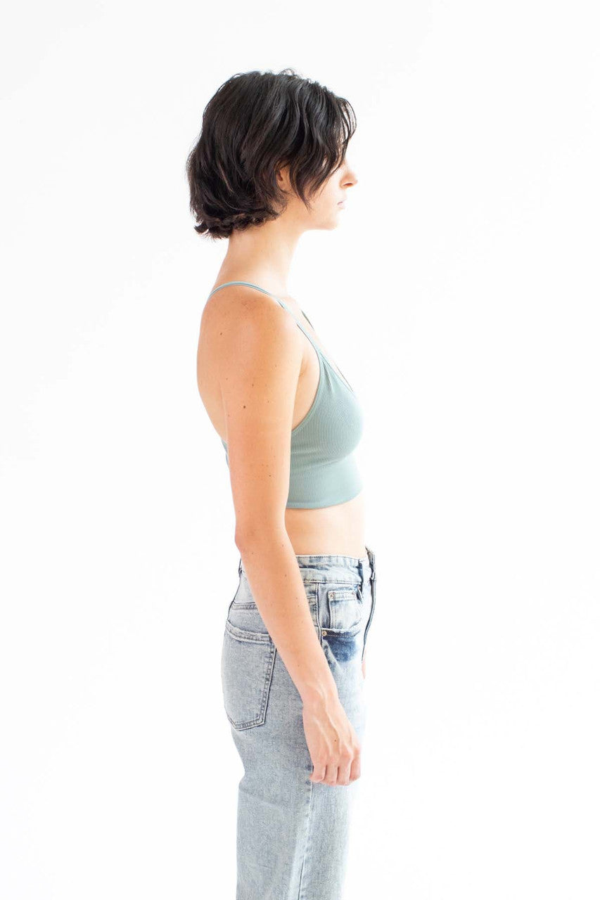 Sage Double Strap Seamless Ribbed Bralette