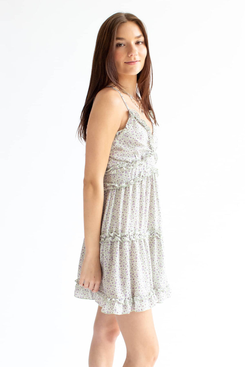 Sage Floral Ruffle Sundress