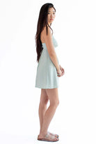 Sage Green Tie Back Floral Slip Dress
