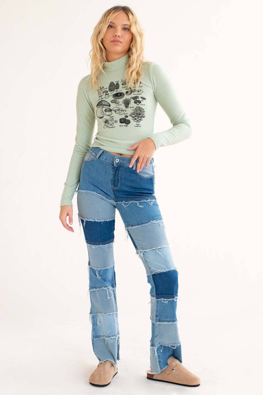 Sage Mushroom Fam Mock Neck Sweater