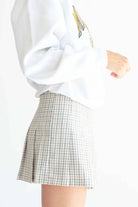 Sage Plaid Hidden Short Pleated Skirt