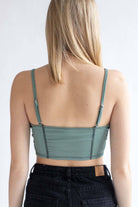 Sage Ribbed Contrast Seam Bustier Cami